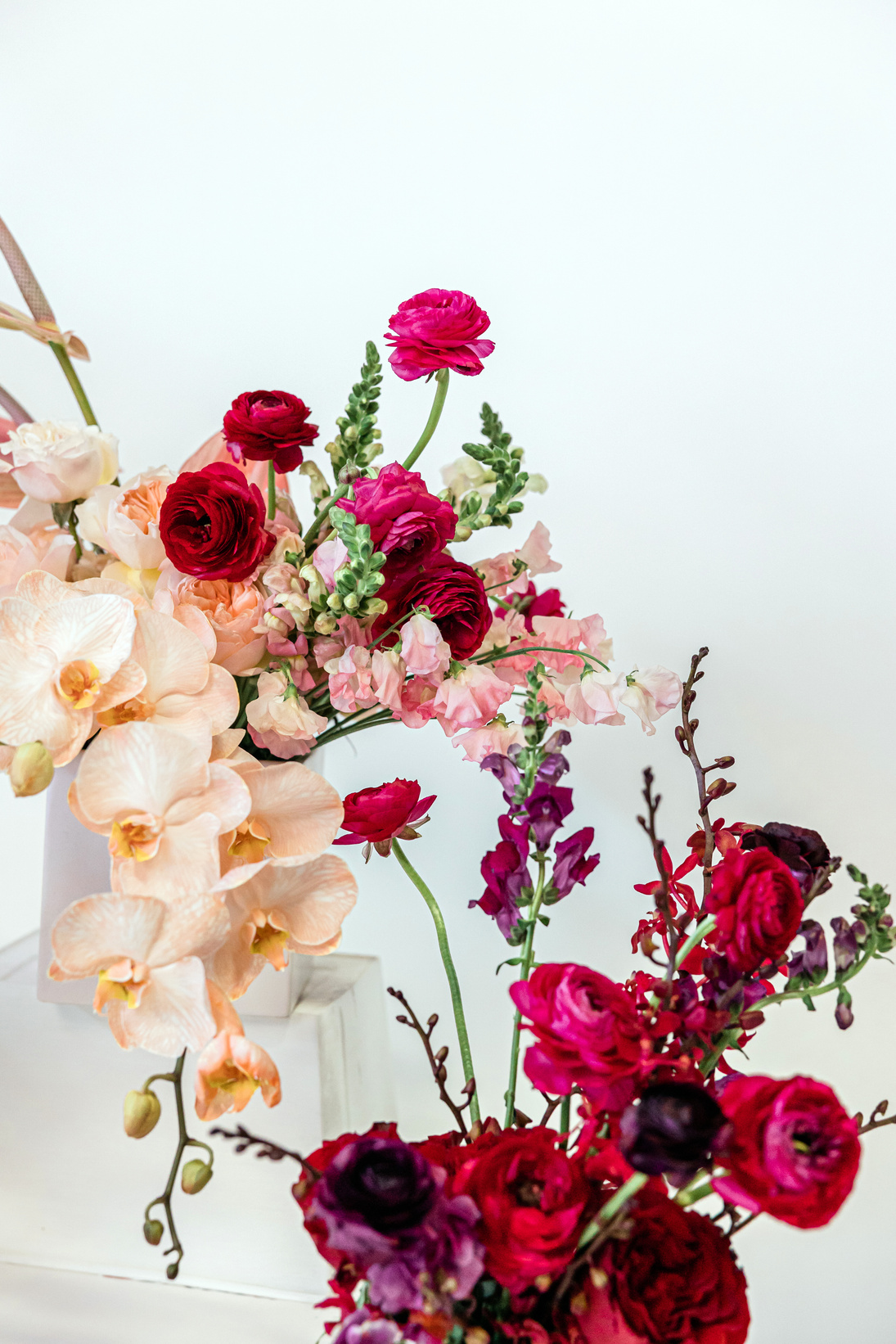 Bright Red and Peach Floral Arrangement